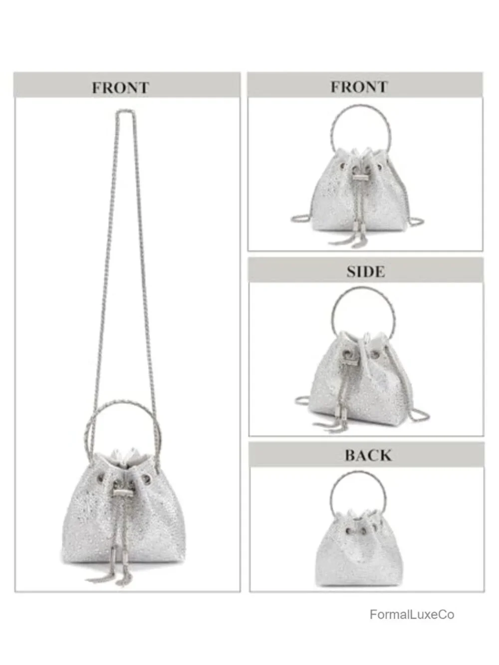 Rhinestone Crystal Clutch Evening Bag with Chain